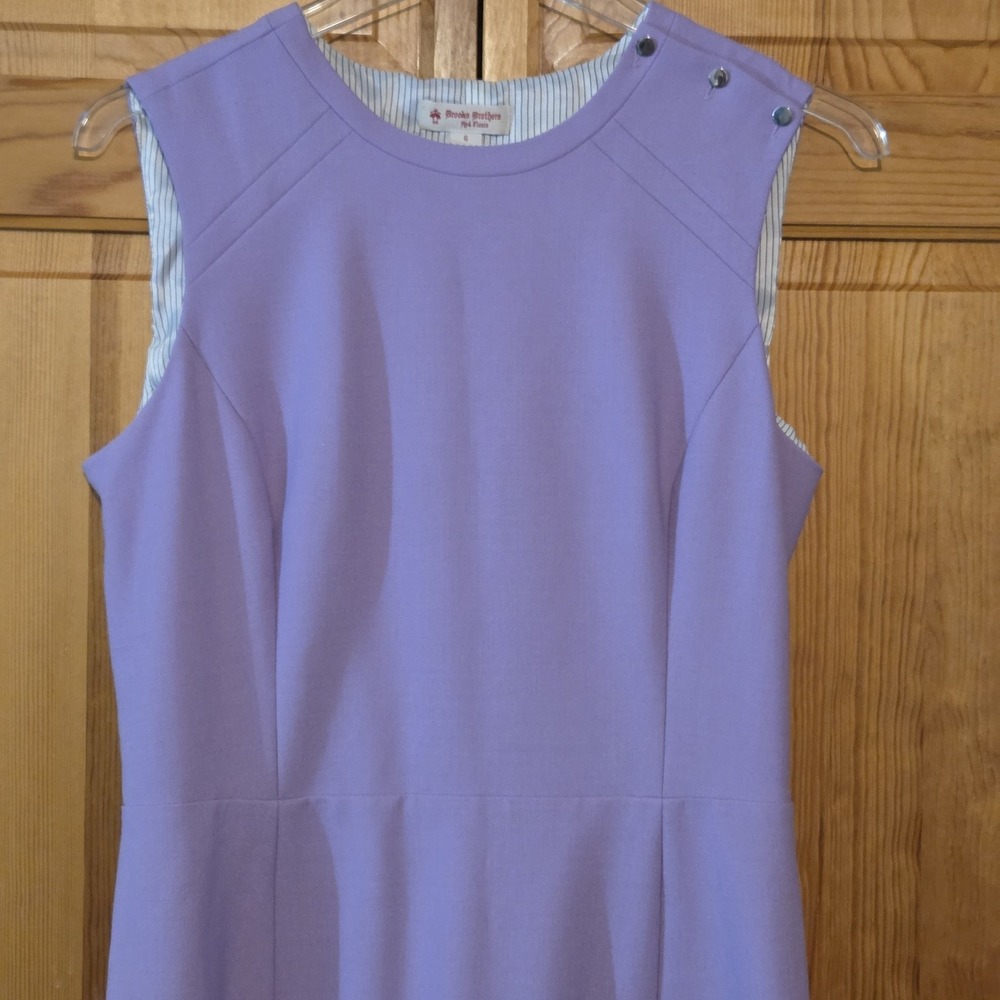 Brooks Brothers Womens 6 Dress Lavender Sleeveless Sheath Stretch Wool Essential